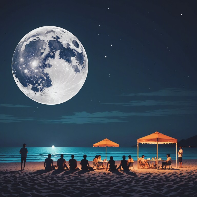 This track captures the essence of a lively midnight dance along a moonlit beach, with the rhythmic sounds evoking a sense of adventure and romance under the stars. The beats are vibrant, accompanied by subtle ambient sounds of the ocean waves, blending natural elements with energetic rumba rhythms to create a danceable yet soothing track.