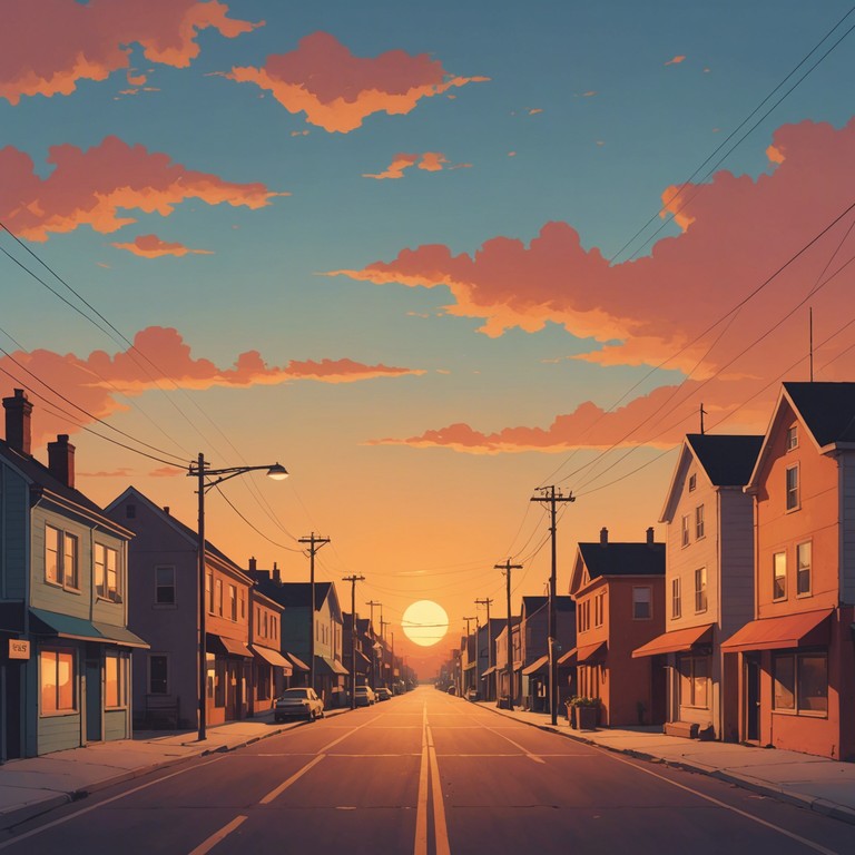 This track captures the serene essence of a tranquil sunset over a small town, characterized by its soft, flowing melodies and subtle warmth that embodies a sense of peace and introspection. The music gradually builds a delicate yet emotionally rich atmosphere that mirrors the beauty of fading light and the stillness of evening.