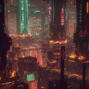 dystopian cyberpunk instrumental exploring dark neon cityscape.