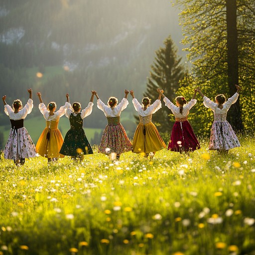 A lively and heartwarming melody played with an accordion, capturing the essence of bavaria's beautiful meadows and traditional dances under the bright sunshine