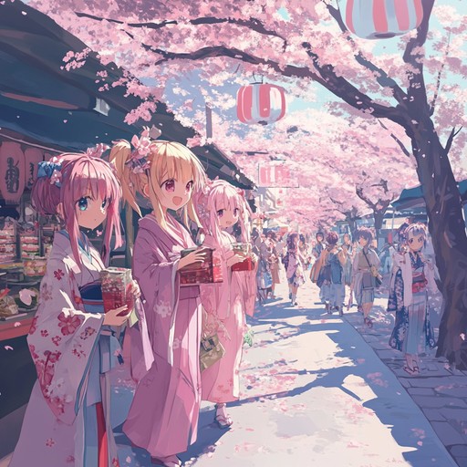 This delightful composition captures the essence of a jubilant cherry blossom festival in an anime setting. Joyful and infectious rhythms, paired with traditional shamisen melodies, evoke scenes of celebration, happiness, and the enchanting beauty of sakura petals dancing in the spring breeze.