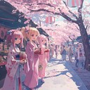 upbeat cartoon festival tune with cheerful cherry blossoms