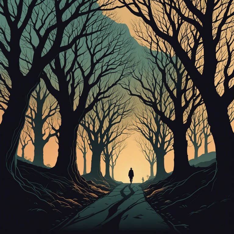 A chilling composition that weaves through a dark, folklore inspired landscape, where each note hints at unseen dangers lurking in the shadows of an ancient forest. Gentle but unsettling harmonics create an ambiance of tension and mystique.