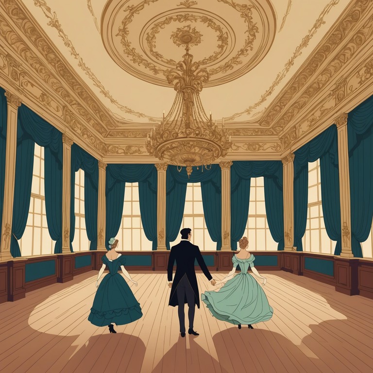 A spirited piece that immerses listeners in a sophisticated yet lively atmosphere at an 18th century royal court, with fast paced harpsichord melodies weaving through an energetic and intricate dance accompaniment.