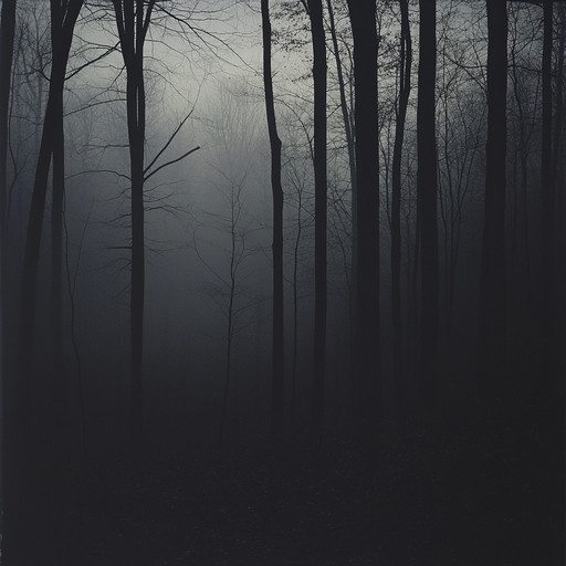 A composition that encapsulates the feeling of being surrounded by a thick, impenetrable mist, with ghostly whispers and subtle eerie melodies that seem to come from nowhere and everywhere at once. The haunting aura is captured by the delicate sound of a singular instrument, creating an atmosphere of suspense and chilling beauty.