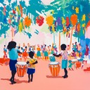 an energetic children's song with steelpan for carnival fun