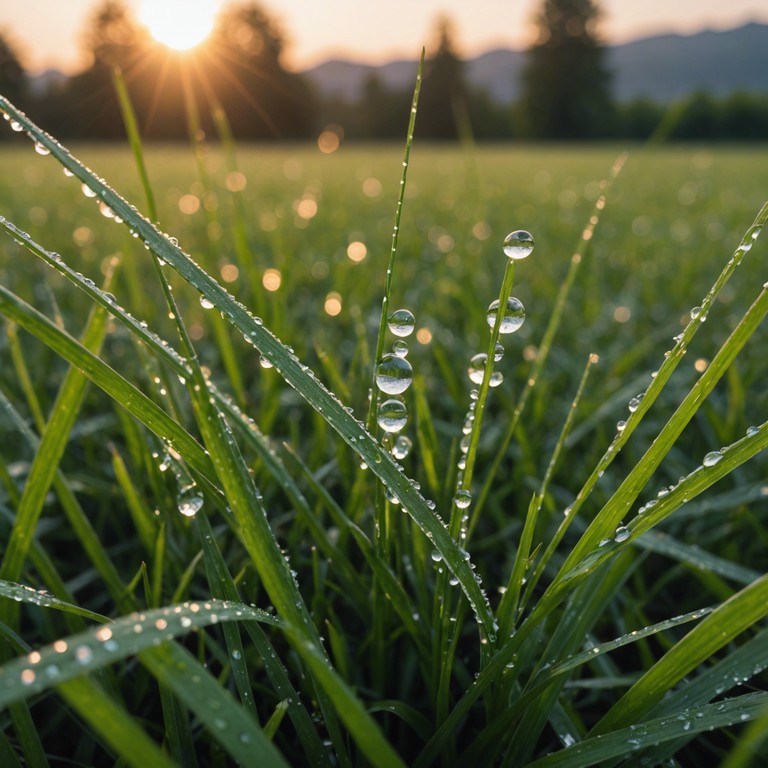 Imagine a song that starts with the serene sound of morning dew drops which quickly evolves into an energizing blend of classic folk rhythms and unexpected modern electronic elements, creating an uplifting and invigorating auditory experience designed to boost creativity and enthusiasm.