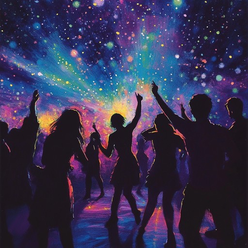 An infectious blend of disco and funk capturing the euphoric essence of dancing under summer night skies. Groovy basslines, shimmering synths, and rhythmic guitar riffs create an irresistible dancefloor experience, filling the air with joy and excitement.