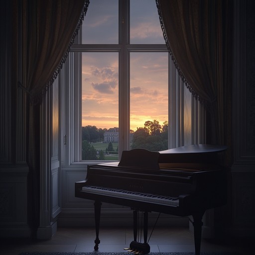 An instrumental neoclassical piece featuring delicate piano and subtle strings, painting a serene picture of twilight's gentle embrace, inspiring introspection and tranquility.