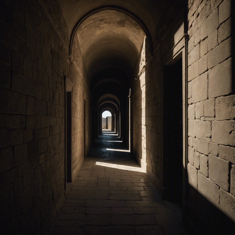 In this track, the haunting echoes of a solo harpsichord resonate through the vast, forgotten corridors of a medieval castle. Each note spirals into the shadows, crafting a story of mystery and suspense. The composition invokes an atmosphere of a historical yet otherworldly presence, almost as if the listener is stepping through time into a haunting, suspenseful narrative.