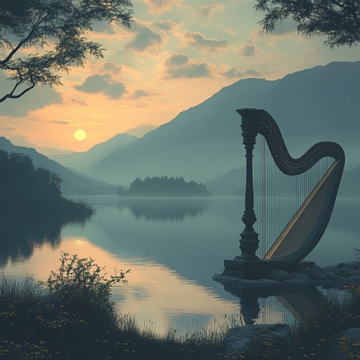 A deeply evocative instrumental featuring the harp, intertwining with soft orchestral elements. This piece paints a vivid picture of a twilight sky filled with magic and nostalgia, taking listeners on a journey through a dreamlike landscape where past and present merge in an enchanting dance.