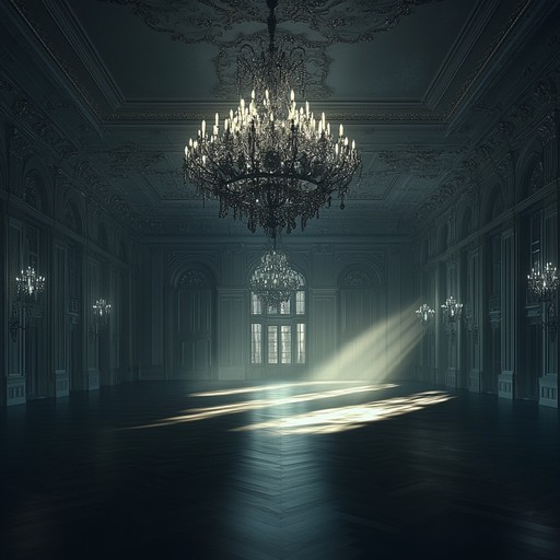 An evocative piece blending haunting melodies and sweeping orchestral swells to recreate the timeless elegance of a grand moonlit ballroom, with dramatic flair and emotional depth