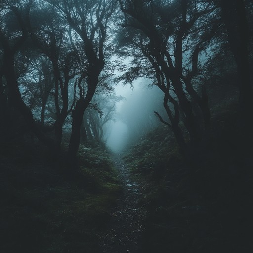 A haunting instrumental piece played on shakuhachi, evoking feelings of anxiety and unease as one navigates through a mist laden, mysterious landscape filled with unseen presences.