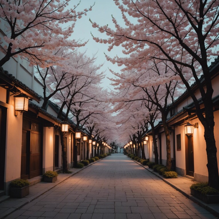 In the heart of a mystical tokyo night, traditional japanese instruments blend with modern j pop rhythms to create a spellbinding and culturally rich soundscape. The music evokes a journey through blooming sakura under a starlit sky while embracing futuristic cityscapes.