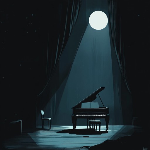 A melancholic instrumental cabaret piece featuring a gentle piano waltz that evokes the mysterious atmosphere of a shadowy, late night venue, stirring feelings of nostalgia and intrigue.