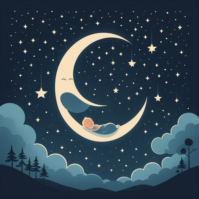 This lullaby leverages the soft tones of a music box, woven into a gentle and ethereal soundscape designed to soothe infants into a deep, peaceful sleep. The track features celestial inspired melodies that aim to instill a sense of calmness and wonder, emulating the tranquil and boundless beauty of the night sky.