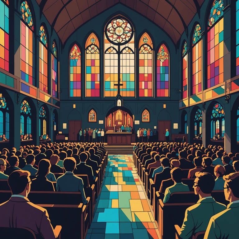 A vibrant composition characterized by a live gospel choir complemented by rousing hand claps, reflecting the compelling energy of a sunday morning service in a southern church. The piece brings to life the community's spirit and the warmth filling the hall.