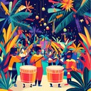 energetic samba rhythms evoke a vibrant, festive carnival atmosphere