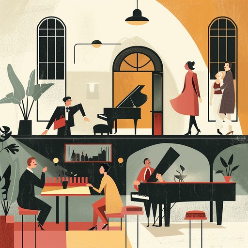 Imaginative and upbeat tune set in a lively 1920s jazz café, featuring swinging piano rhythms and whimsical melodies meant to bring a cheerfulness and vibrancy reminiscent of classic cabaret performances. The music should evoke imagery of bustling café patrons dancing, laughing, and enjoying their time in a historic and culturally rich setting.