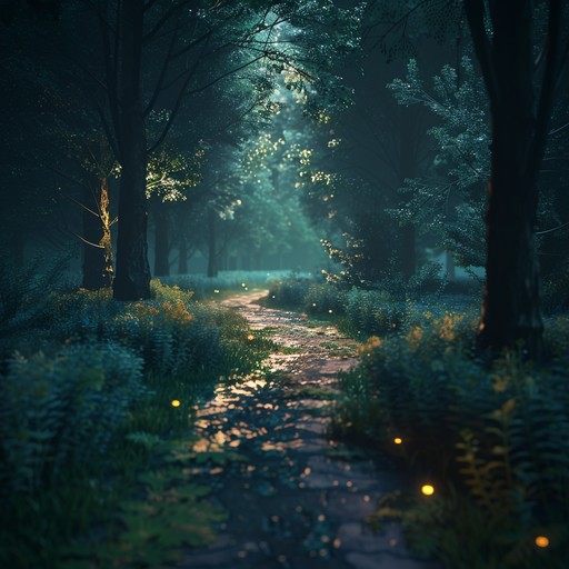 Imagine walking through a glistening moonlit forest, each step revealing a hidden story enveloped in soft, ambient piano whispers. The atmosphere is silent yet filled with an enigmatic tension, drawing the listener deeper into the mystery.