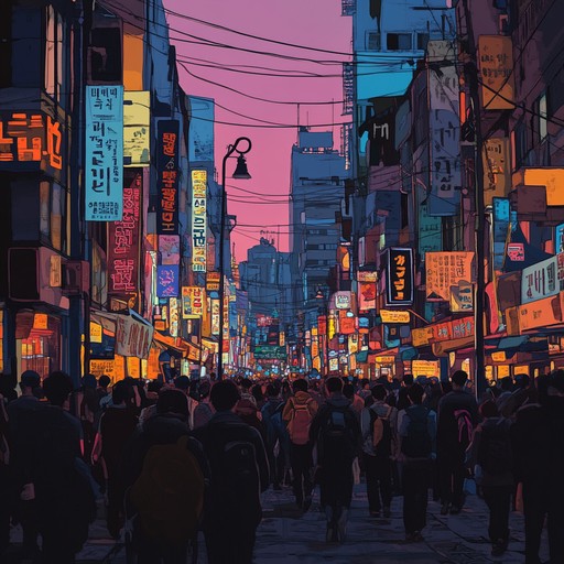 This track captures the lively spirit of seoul with a modern k pop influence, blending traditional korean instruments with contemporary sounds to create a dynamic, city themed anthem. The composition mirrors the hustle of city life, with peaks that simulate the city's night lights and softer melodies that reflect quieter moments in seoul's parks.