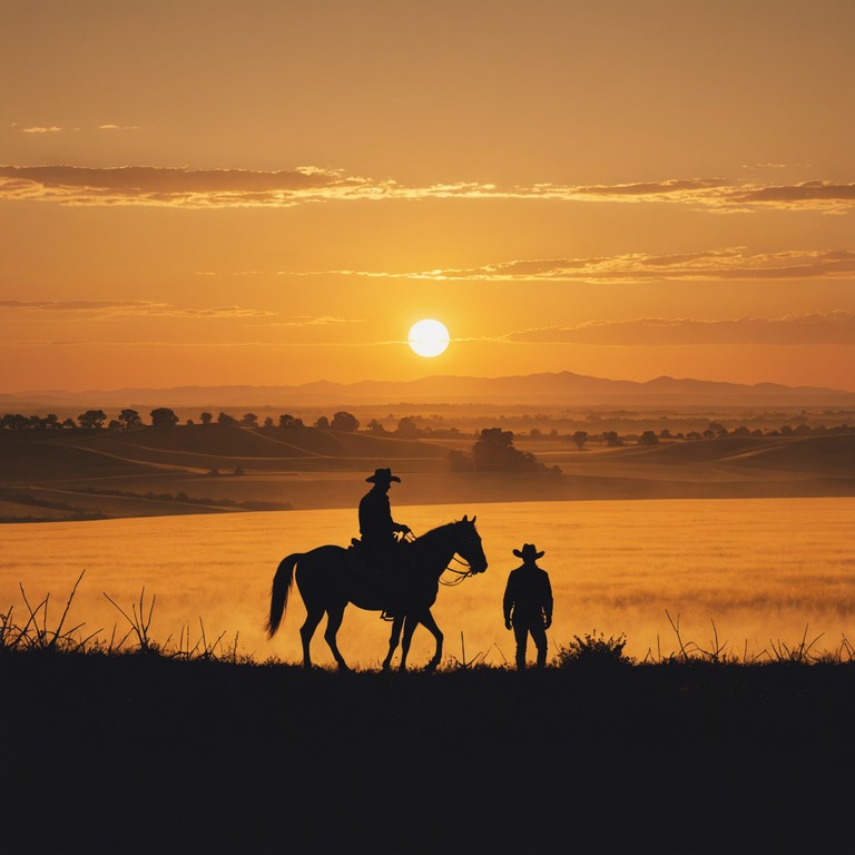 A traditional country song infused with the distinct melodies and rhythms of brazilian sertanejo, evoking images of vast fields and setting suns. The music reflects the spirit of rural life and the deep connections to the land and its history.