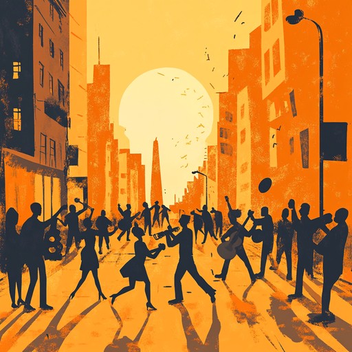 A lively funk rock instrumental that combines groovy bass lines, rhythmic guitar riffs, and energetic drum beats to evoke the feeling of strolling through city streets on a carefree summer day, capturing the essence of freedom and joy.