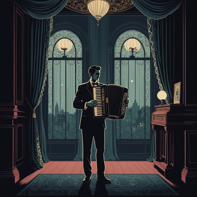 This instrumental melds the haunting vibes of a moonlit night with the playful yet somber nuances typical of a dark cabaret, creating a sophisticated and enigmatic musical journey through shadowy, velvet draped halls.