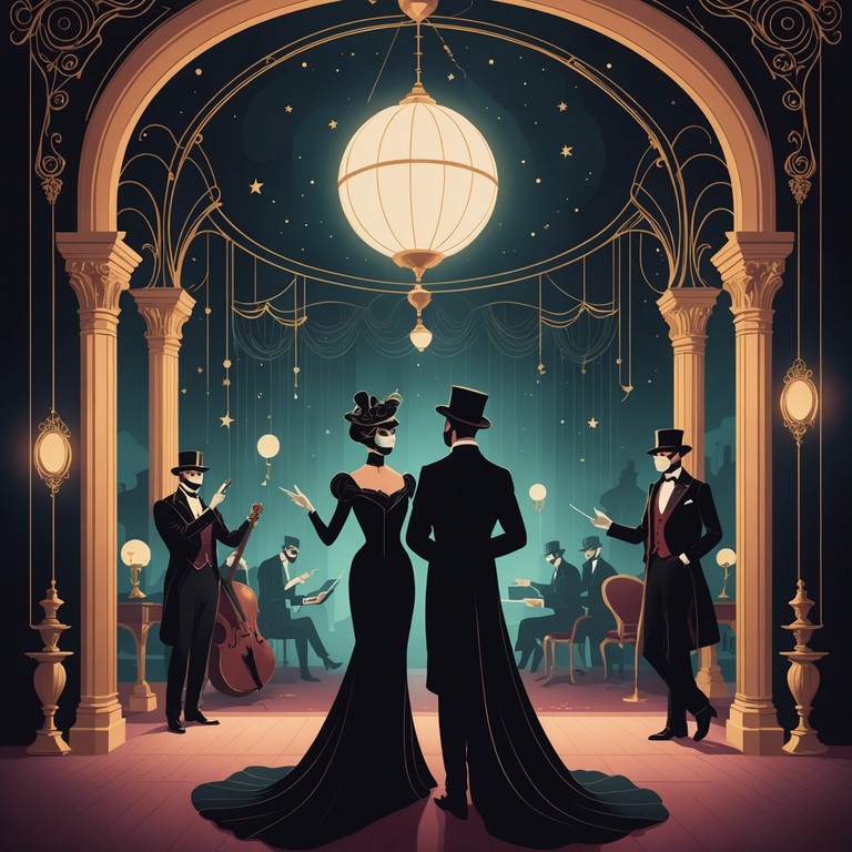 This alternate version delves further into the dream like quality of a cabaret under a starlit sky, with music that hints at secrets whispered behind feathered fans and beneath trailing silks. The accordion's notes float through the air, offering a blend of wonder and obscure curiosity.