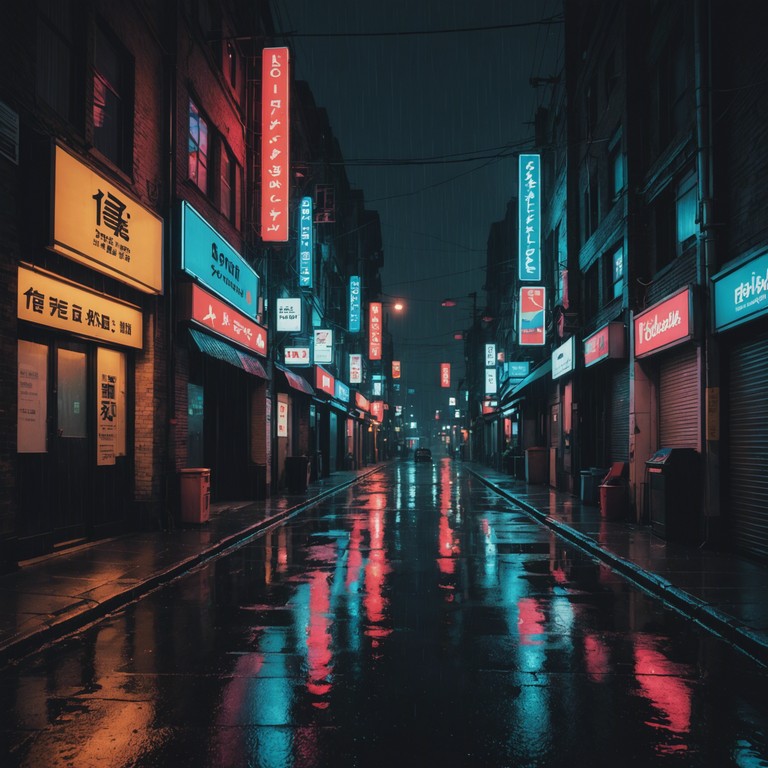 The track combines layers of electronic elements to depict a suspense filled journey through a futuristic cityscape, dominated by neon lights and shadowed corners. Reflective of a world that's both technologically advanced and emotionally charged, this composition uses cybernetic sounds to explore themes of human isolation amidst urban sprawl.