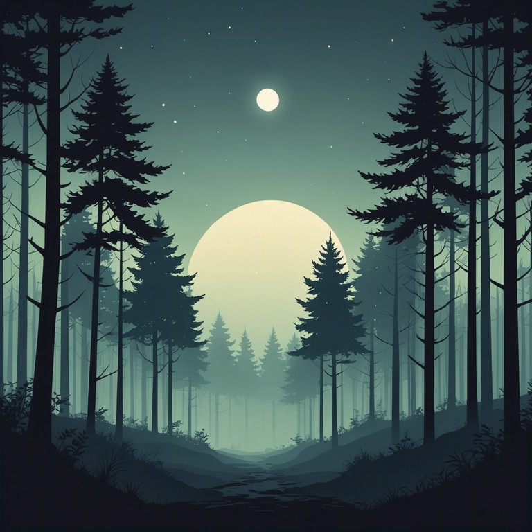 This song captures the essence of a hauntingly dark folk melody, interlaced with deep, shadowy undertones that evoke feelings of being in an ancient, mist shrouded forest. The music should use traditional folk instruments with a deeply atmospheric approach, pulling the listener into a timeless narrative of mystery and folklore.