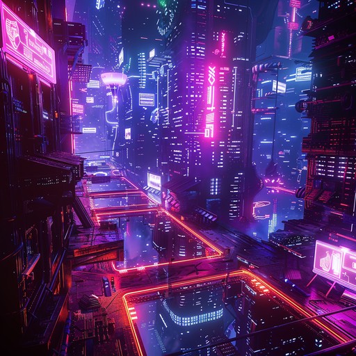 Experience a neon lit marathon through a futuristic cyber city. Pulsing synthesizers and driving beats create an intense and energetic soundscape, ideal for amping up your workouts or igniting your creative processes.