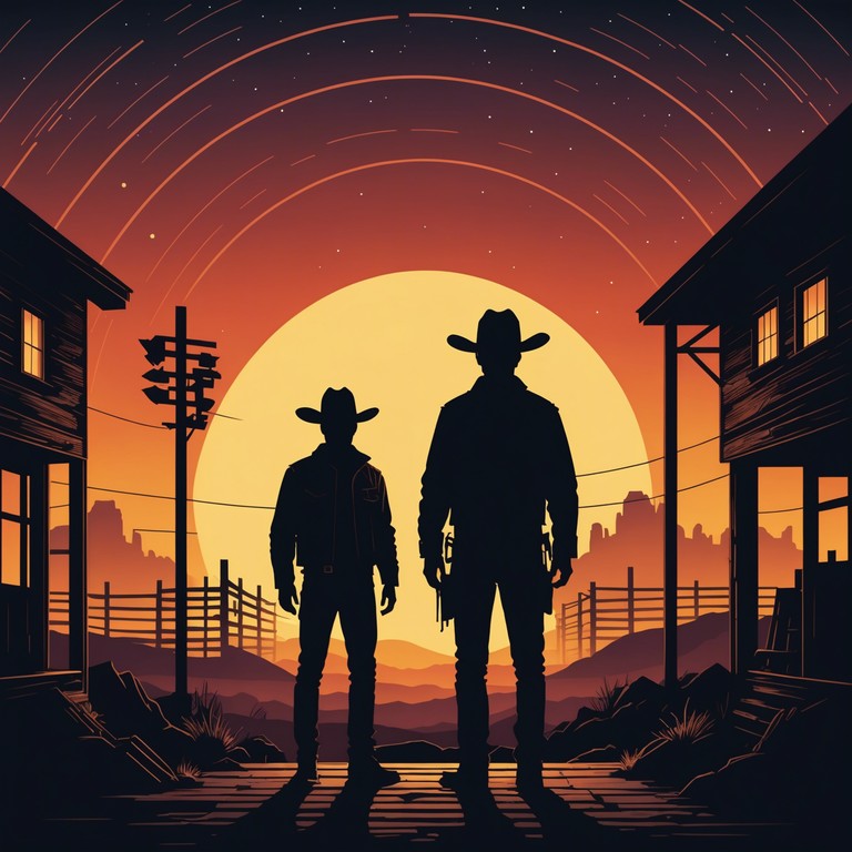 A fresh, innovative take on country music, combining the timeless elements of acoustic guitars with futuristic, digital melodies to create a soundscape that feels both comforting and novel. A journey into the unknown landscapes of music, equipped with the familiarity of country roots and the enchantments of a bright, technological dawn.