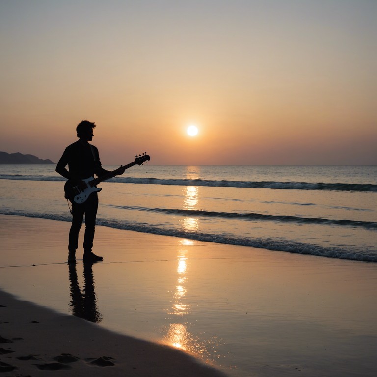 Imagine a smooth, flowing bass guitar line underscored by gentle waves and a soft beach ambiance. This track combines the laid back groove of funk with the soothing sounds of the ocean, creating a peaceful soundtrack perfect for relaxation or introspective moments. The music mimics the ebb and flow of the waves, providing a calming experience through its undulating rhythms and mellow tone.