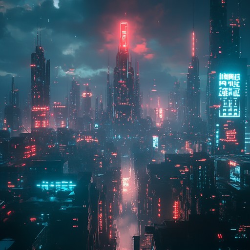 Experience an instrumental voyage blending ethereal melodies with cyberpunk rhythms, painting a sonic picture of a neon drenched future cityscape.