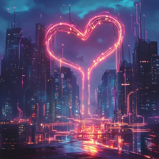 Immerse yourself in a pulsating soundscape where digital hearts synchronize with the electric rhythms of a futuristic city. This instrumental track fuses soaring synth melodies with driving beats, evoking a passionate journey through neon lit streets and dystopian dreams.