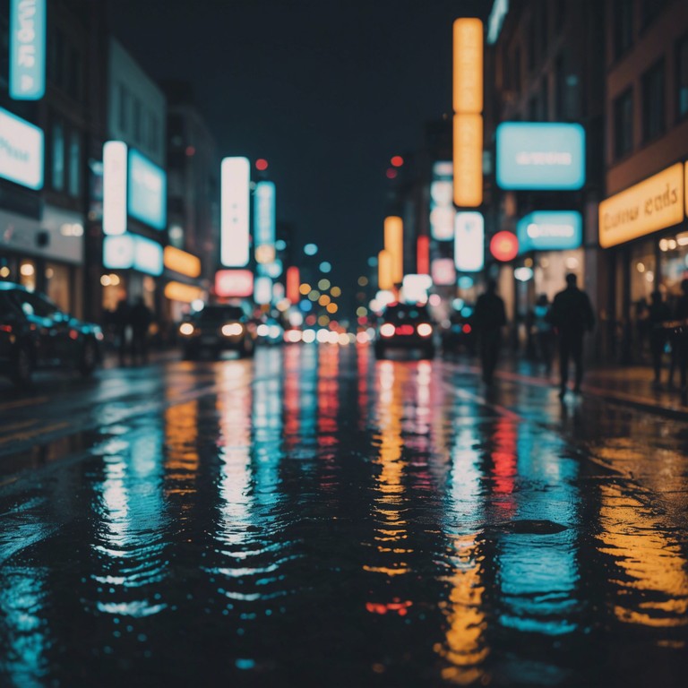 A melody that evokes images of rain soaked streets glistening under flickering neon signs, where each note played by the electric piano draws one deeper into a contemplative state, blurring lines between the nostalgic past and an ethereal present.