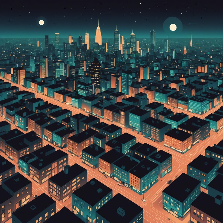 This track embodies the spirit of a cityscape under the cover of darkness, with its gritty, powerful drum and bass rhythms echoing the pulsating life and energy of the nocturnal urban environment. The piece incorporates the relentless energy of urban adventures, with deep bass and fast paced breakbeats that depict the vibrant, chaotic life of a bustling city at night.