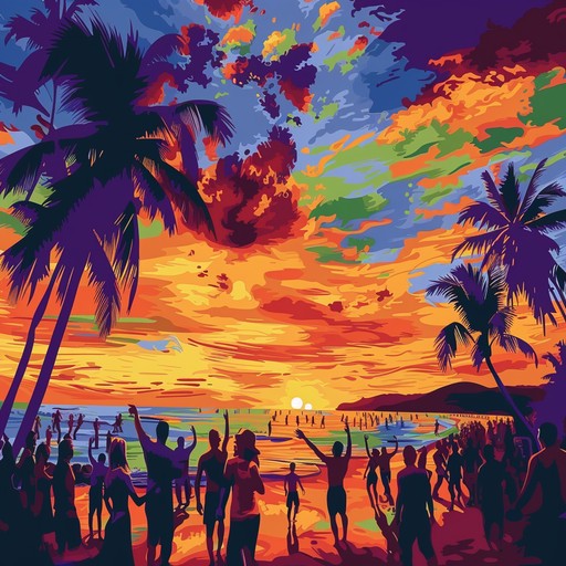 A dynamic blend of tropical instruments with modern electronic beats, creating an infectious rhythm perfect for spirited dance parties. Steel drums provide the backbone while synthesized melodies and driving percussion keep the energy high. This track is designed to get listeners on their feet and moving to the vibrant fusion of sounds.