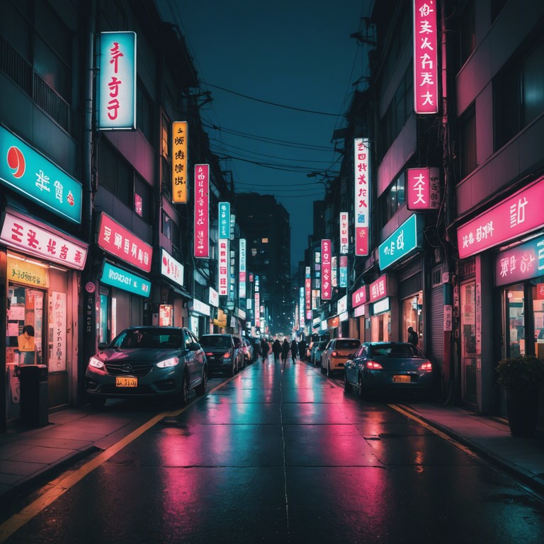 A captivating instrumental track imbued with hypnotic rhythms and lush, dreamy synthesizer layers that transport the listener to a serene yet vibrant neon lit cityscape in the heart of seoul. Evoking feelings of wandering through mesmerizing streets at night, the music combines traditional korean instruments with futuristic sounds, creating a unique and immersive listening experience.