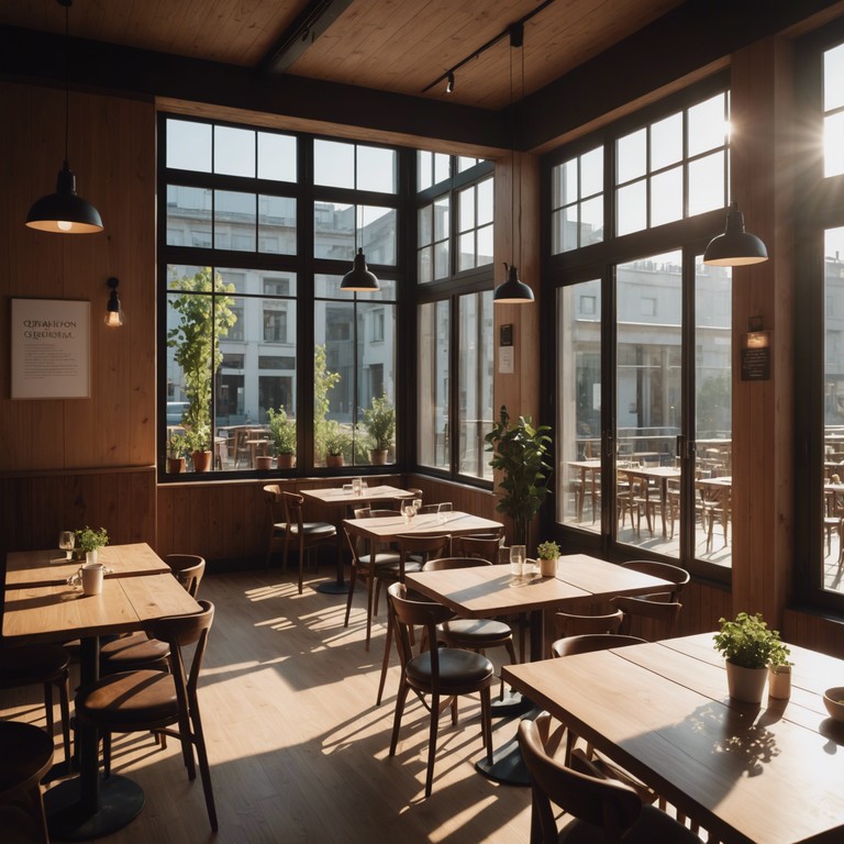 Imagine a peaceful morning in a bustling city coffee shop; as sunlight filters through the windows, a gentle melodic tune played on the piano sets a serene mood. Perfect for embracing a comforting, relaxed state of mind early in the day.