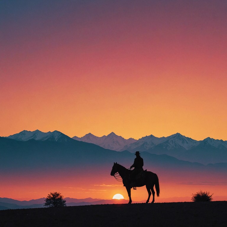 This alternate version delves deeper into the emotional turmoil experienced during a cowboy's last moments in his familiar territories, as the horizon swallows the sun and the cold night begins to set. Perfect for intensifying the sentiments of solitude and finality as the cowboy rides off into the unknown.