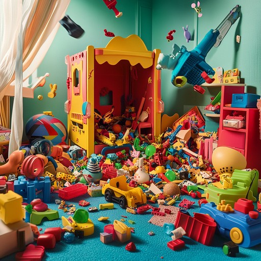 Enter a world where toys abandon their passive roles to ignite a playful rebellion. This dynamic track features synthetic beeps, quirky rhythms, and chaotic percussions, painting a picture of a lively and anarchic playroom.