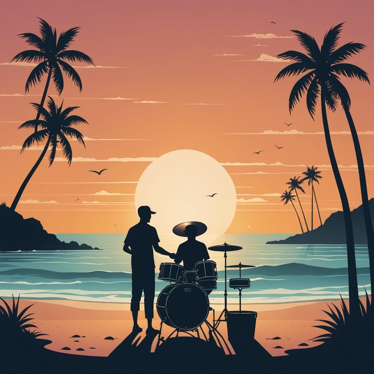 Imagine the soothing sound of reggae rhythms blending seamlessly with the gentle crash of ocean waves. This track evokes a sunset beach scene where each note is a brushstroke painting peace and relaxation. The music, carried by the melodious tones of a classic steel drum, wraps around the listener like a cool evening breeze. A perfect piece for unwinding after a long day or for complementing a serene, beachside gathering.