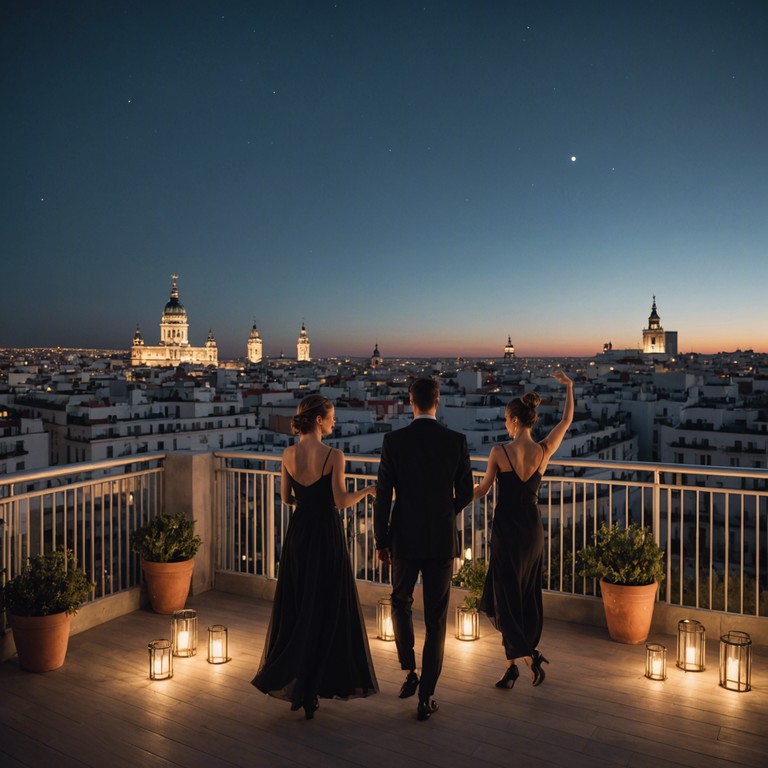 Imagine a beautifully orchestrated salsa session that transports listeners to a moonlit plaza in spain, where the interplay of guitar strings and dance steps creates a timeless night of passion.