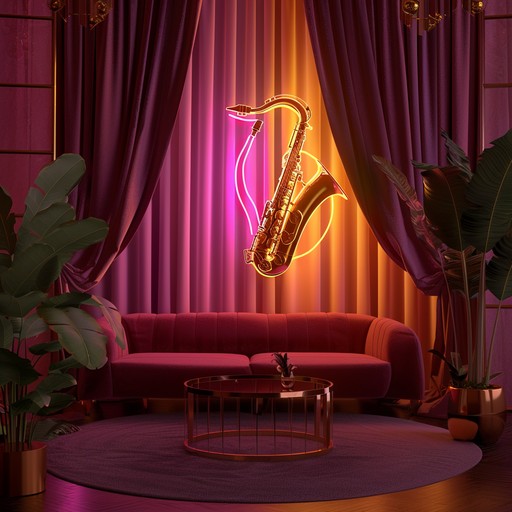 Rich, smooth notes of the saxophone intertwined with futuristic synths, crafting a deep, captivating melody perfect for an intimate night in a velvet adorned lounge.