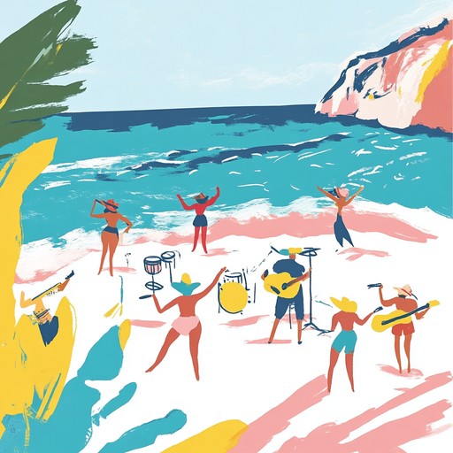 A sunlit samba filled with vibrant jazzy chords, rhythmic percussion, and lively brass sections. This track is designed to uplift the spirits, transporting listeners to a sunny brazilian beach where joy and warmth abound. The percussive elements dance in harmony with melodic lines, creating an infectious groove that inspires movement and happiness.