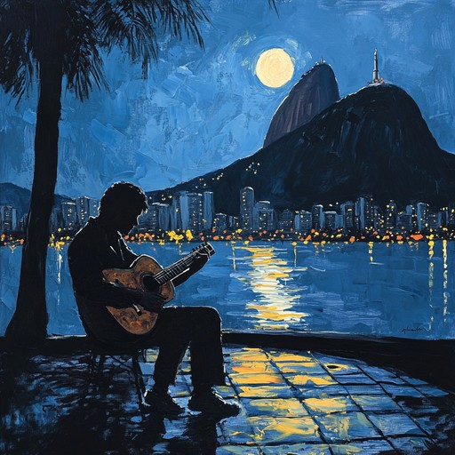 An expressive instrumental samba featuring classical guitar, capturing the passionate and enigmatic spirit of rio de janeiro's nightlife, with dramatic melodies conveying deep emotions.