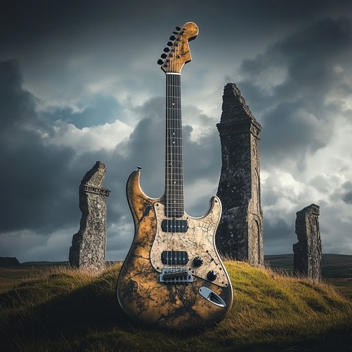 This instrumental track weaves haunting heavy metal guitar riffs with rich, soulful harmonies inspired by ancient celtic melodies, creating a powerful soundscape that captures the clash between raw energy and deep emotion.