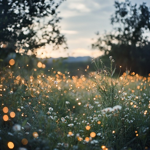 Imagine a warm, magical evening in june, where christmas lights are hung delicately around a meadow, creating an enchanting and unexpected atmosphere of love. The song encapsulates the feelings of an unusual but passionately romantic holiday evening, blending traditional festive elements with the surprise and warmth of summer. Soft, dreamy strings create a lush backdrop, guiding the listener through a surreal experience where winter festivity and summer romance collide harmoniously.